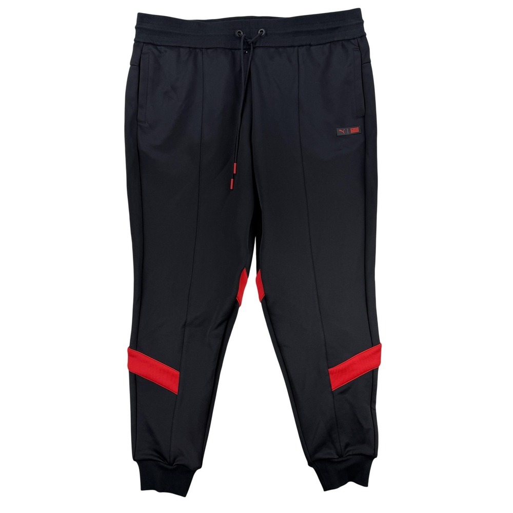 Puma TMC‎ Marathon Track Pants Mens 3XL Black Red Colorblock Pockets Gym Joggers